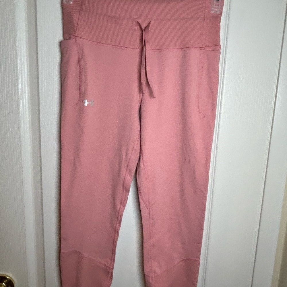 Under Armour Girls Meridian Rib Waistband Ankle Leggings  Mauve/pink Size Medium